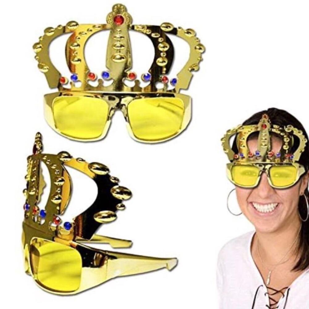 Gold jeweled crown sunglasses party